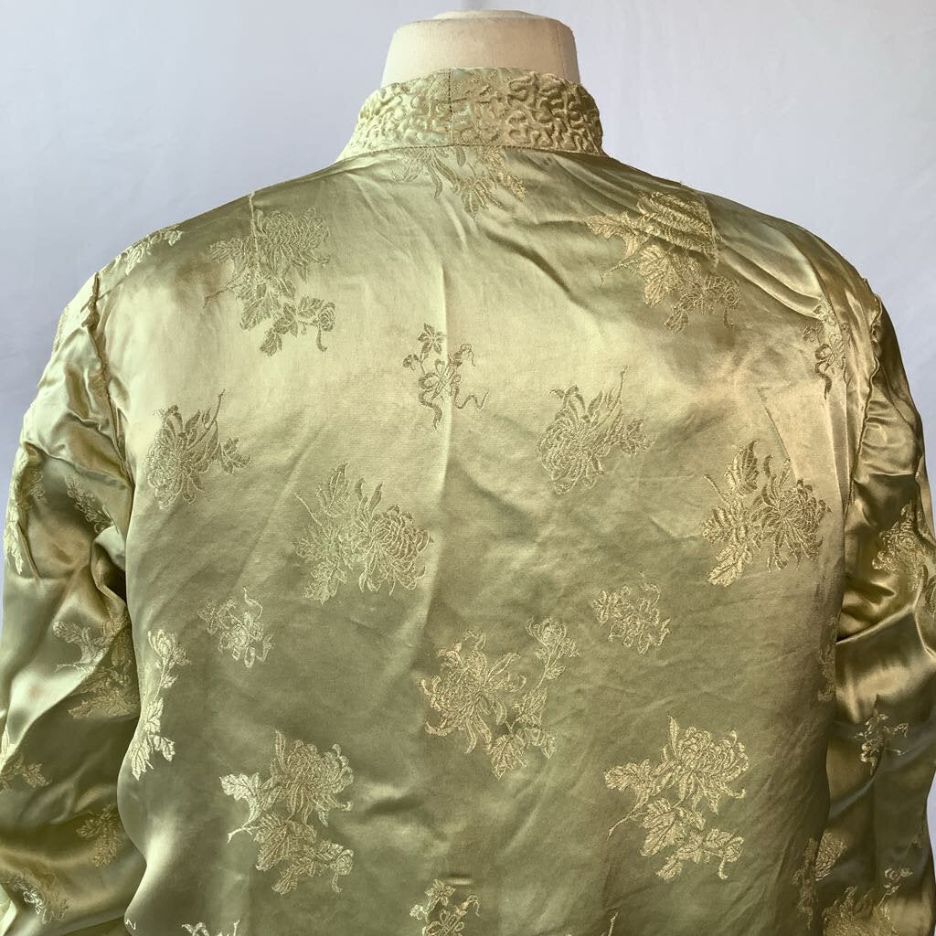 1960s Turquoise Yellow Asian Reversible Brocade Blazer