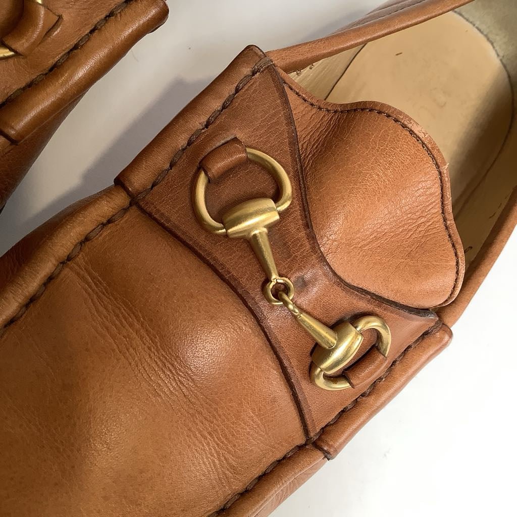 Authentic Vintage GUCCI Horsebit 1953 Loafers Tan Italian Leather
