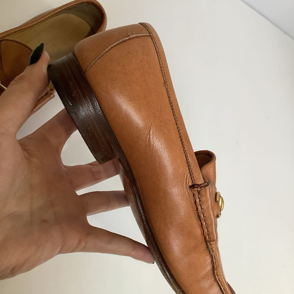 Authentic Vintage GUCCI Horsebit 1953 Loafers Tan Italian Leather