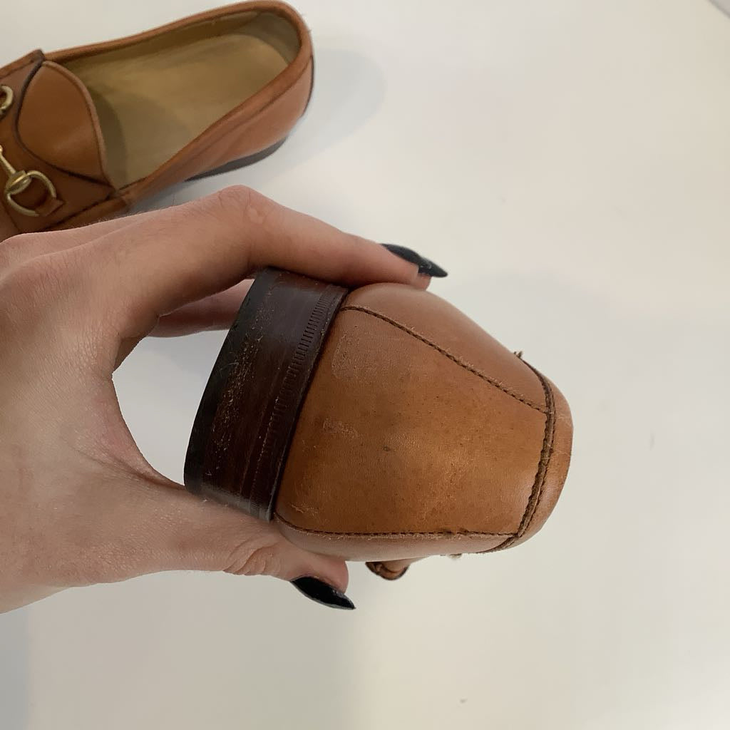 Authentic Vintage GUCCI Horsebit 1953 Loafers Tan Italian Leather