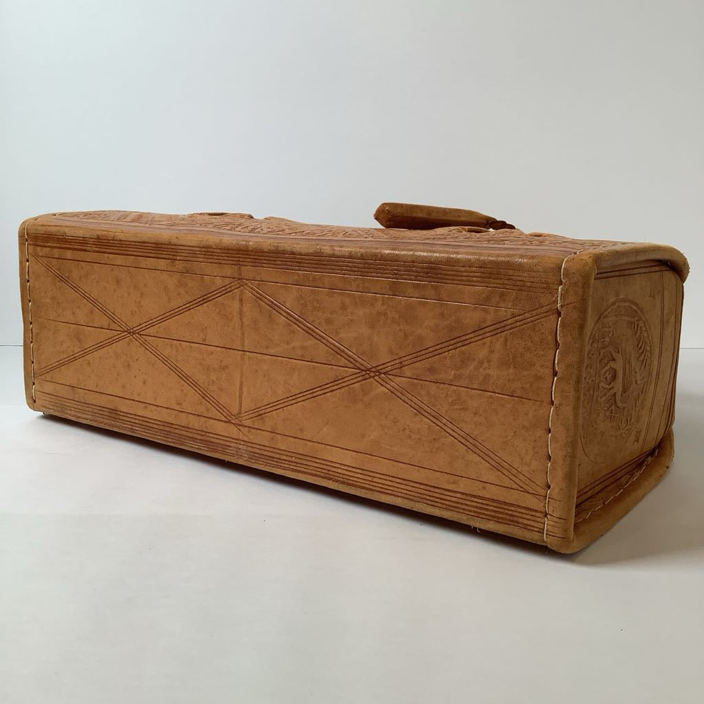 1970s Vintage Tooled Leather Boho Handbag