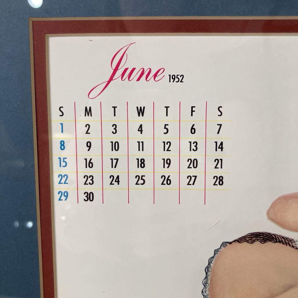 Framed Esquire Magazine Calendar June 1952