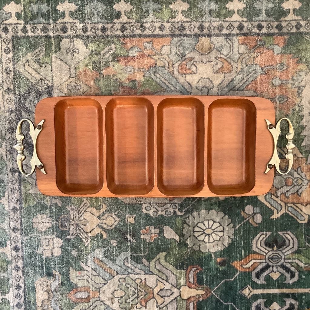 MCM Kromex Divided Wooden Tray