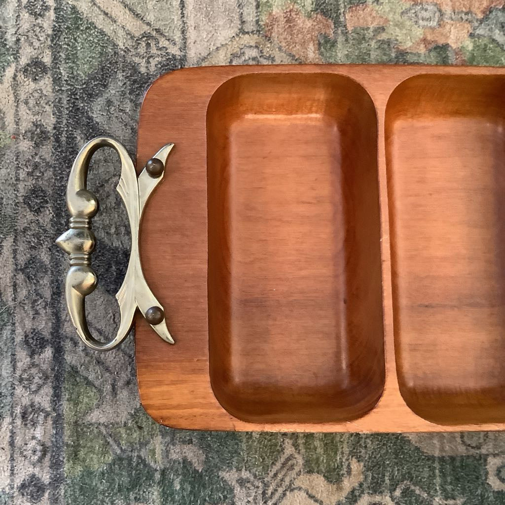 MCM Kromex Divided Wooden Tray