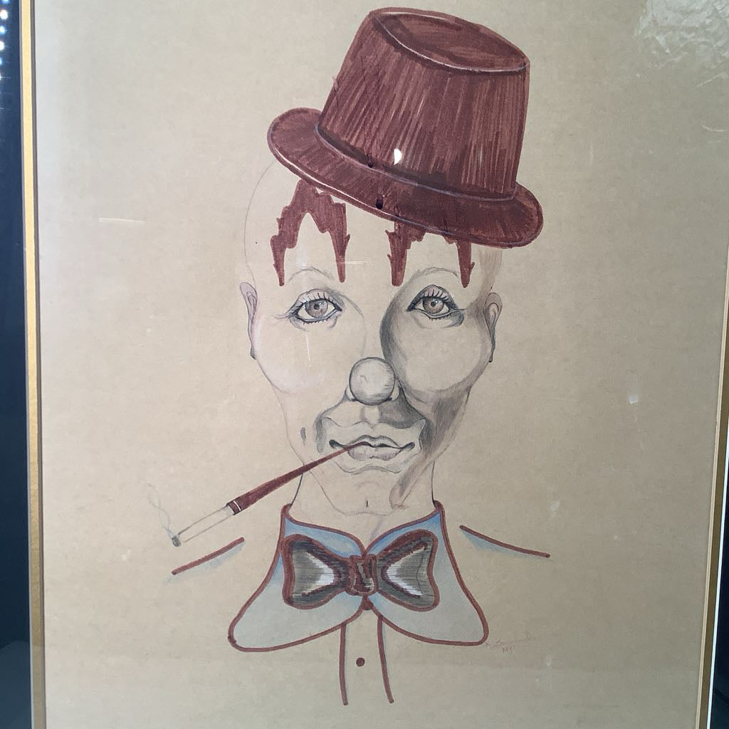 1991 Signed Hand Drawn Clown XL