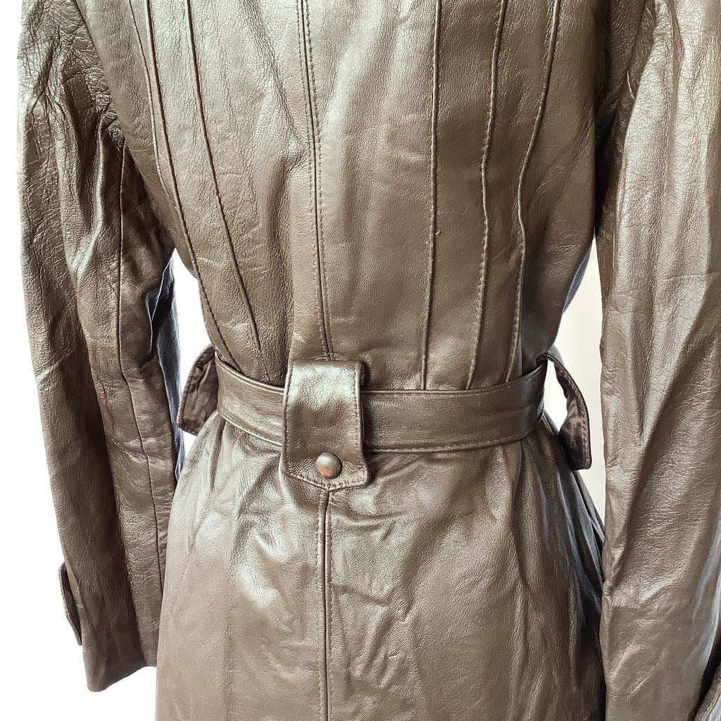 1970s Evans Leather & Fur Coat w/ Belt