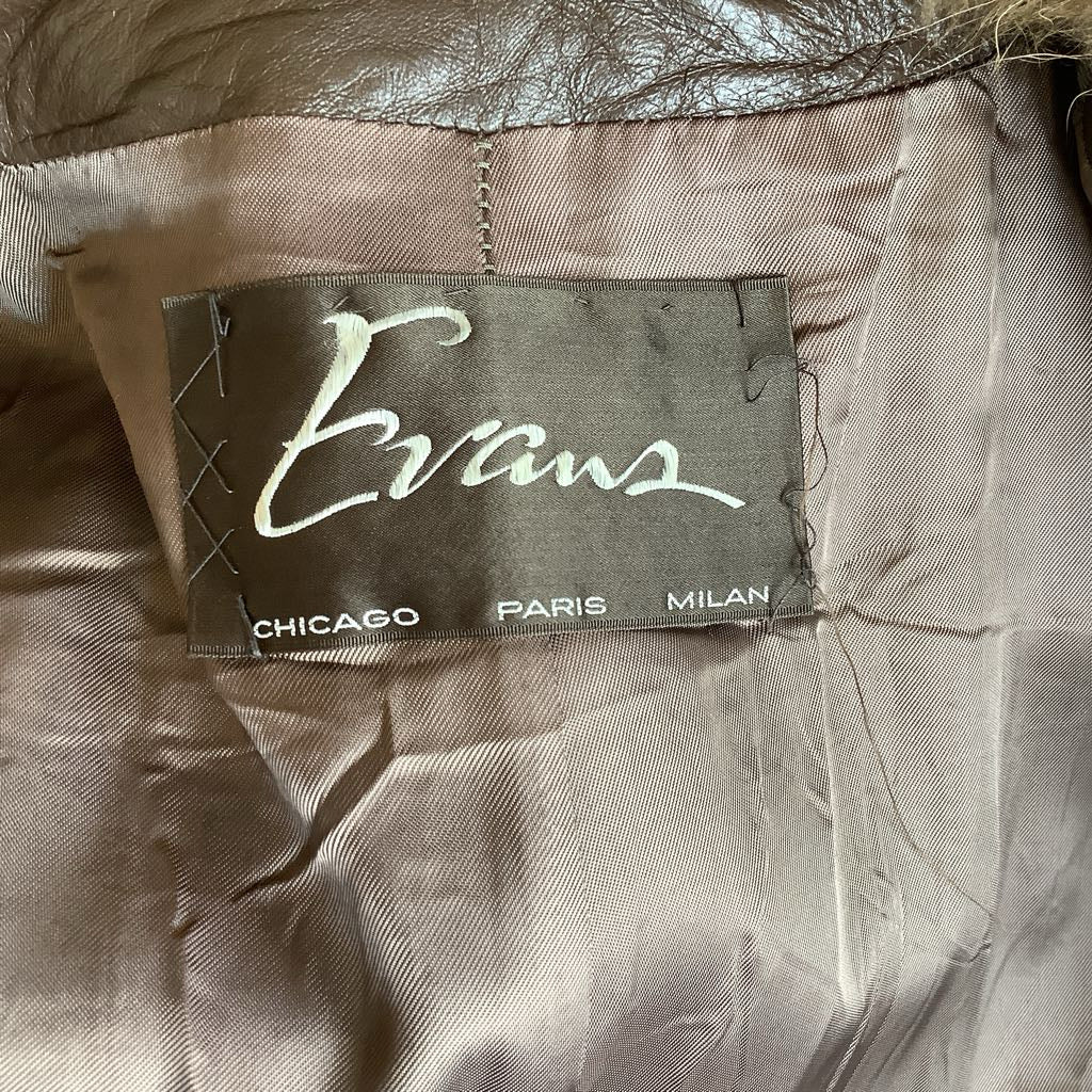 1970s Evans Leather & Fur Coat w/ Belt