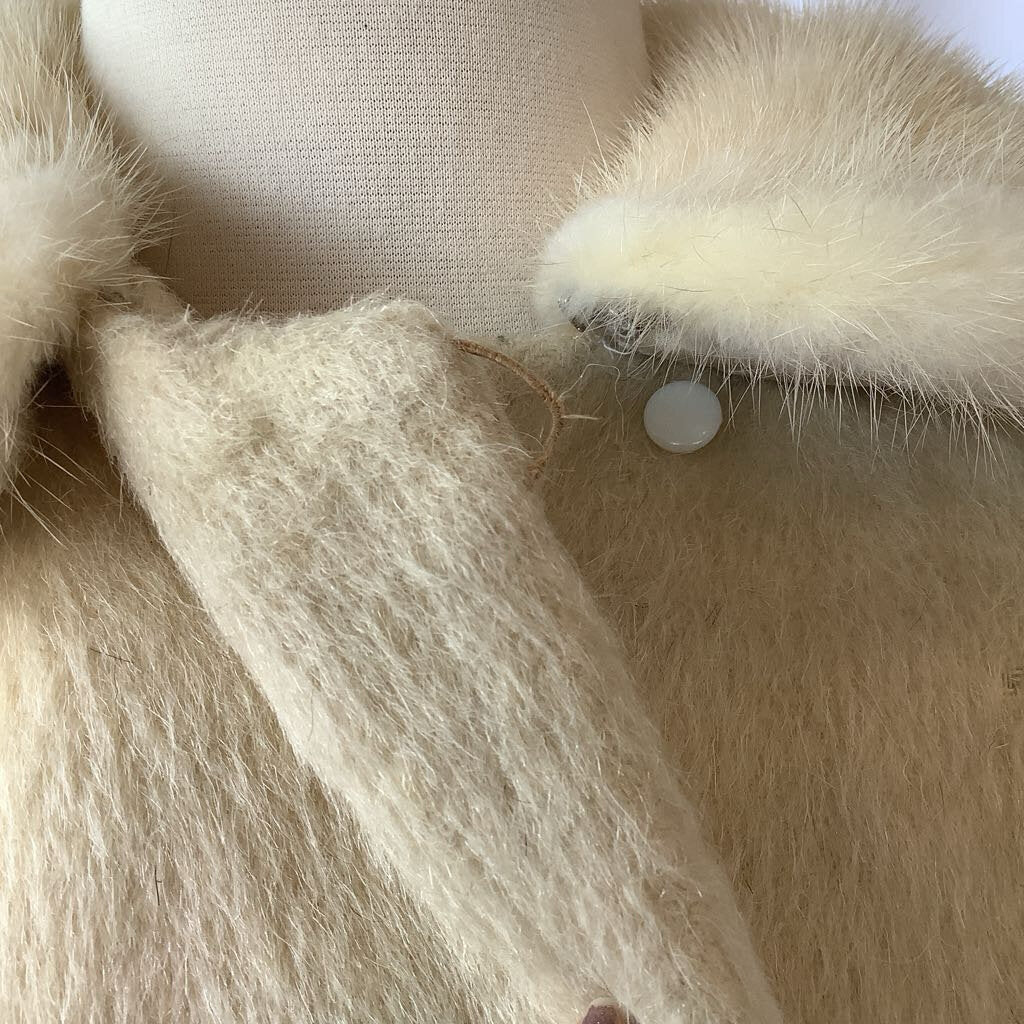 Vintage 1960s Dormeuil Wool Jacket w/ Fur Neck