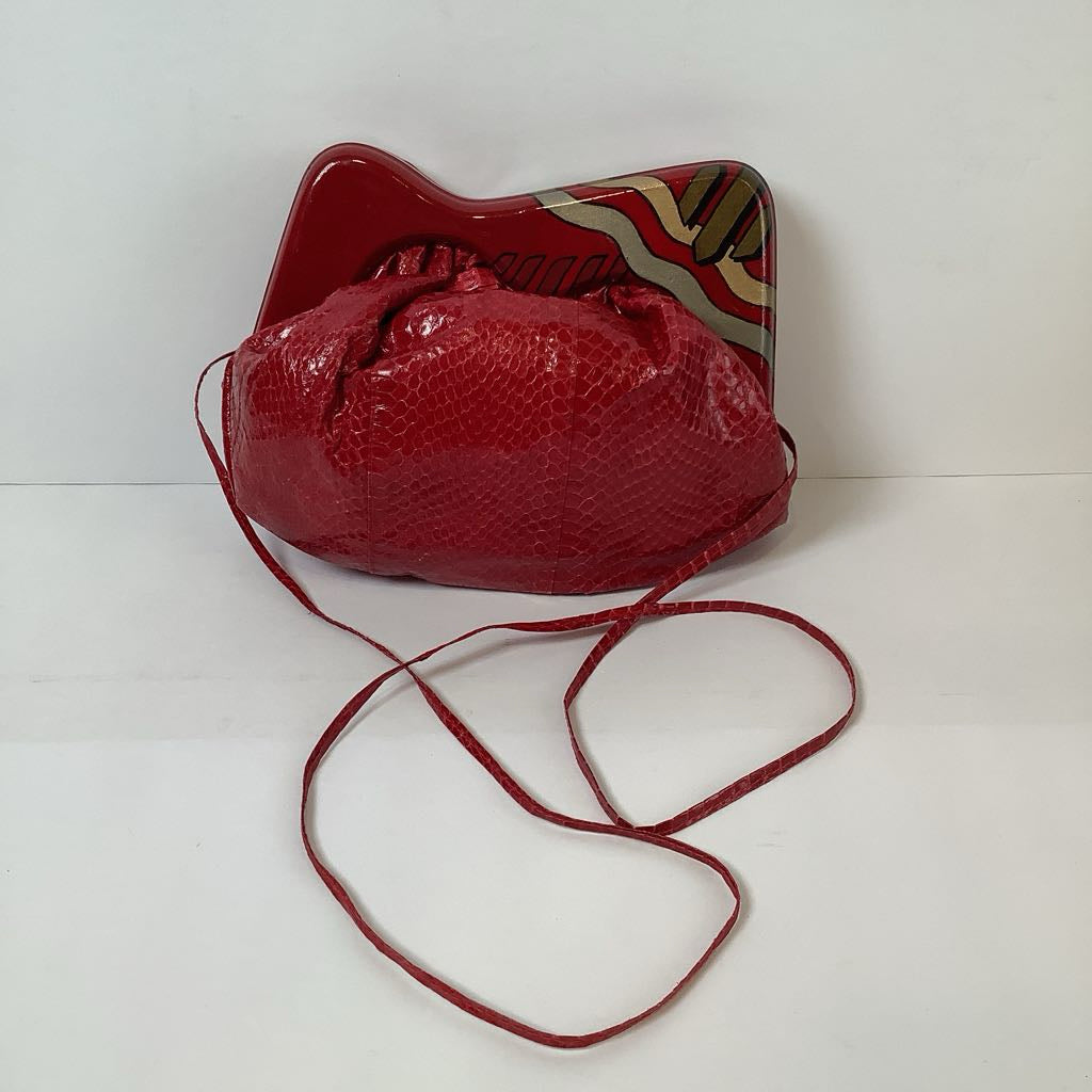 1970/80s Red Snakeskin Crossbody Purse