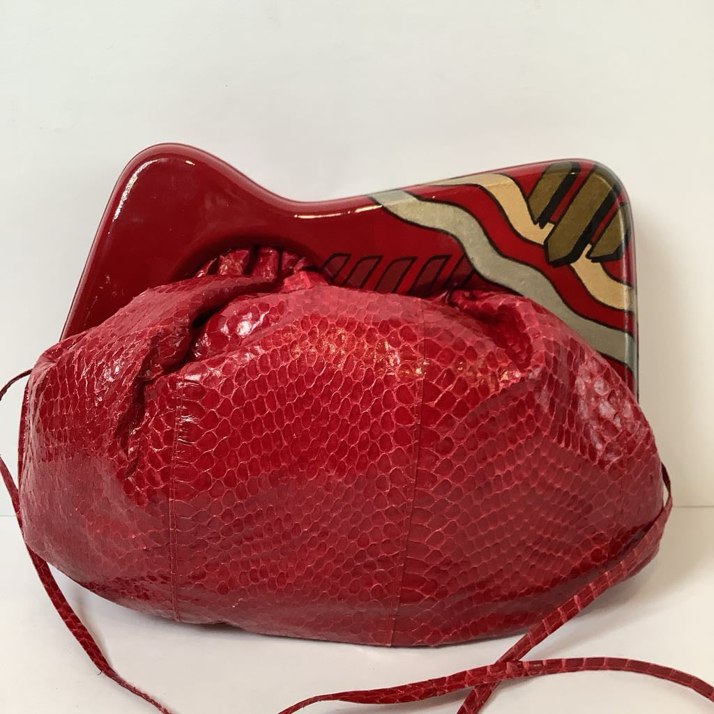 1970/80s Red Snakeskin Crossbody Purse