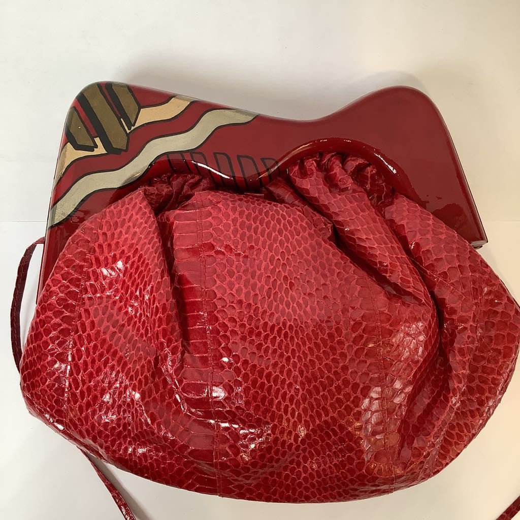 1970/80s Red Snakeskin Crossbody Purse