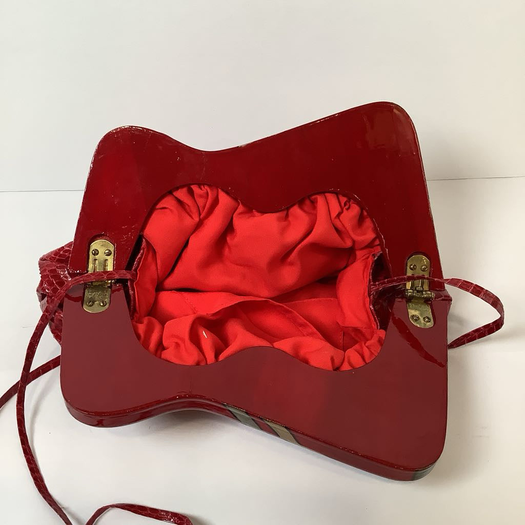 1970/80s Red Snakeskin Crossbody Purse