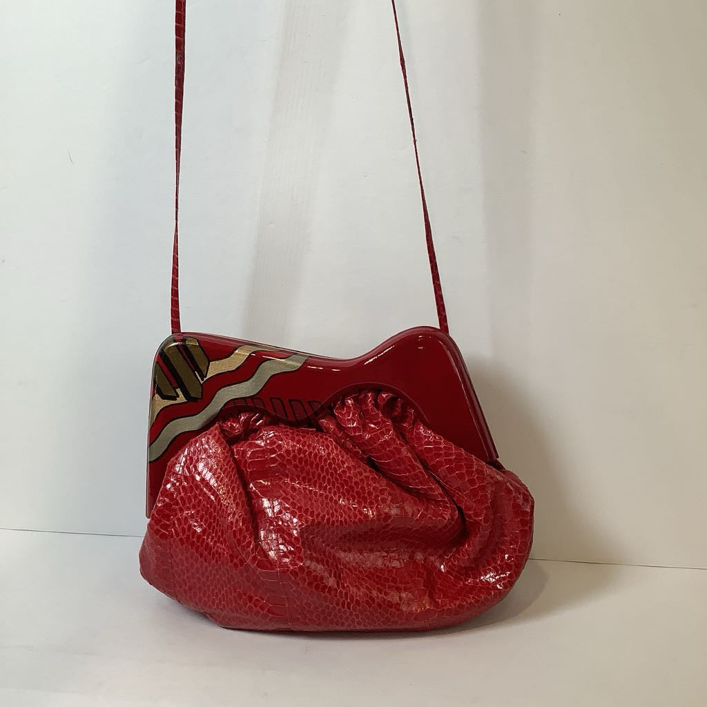 1970/80s Red Snakeskin Crossbody Purse