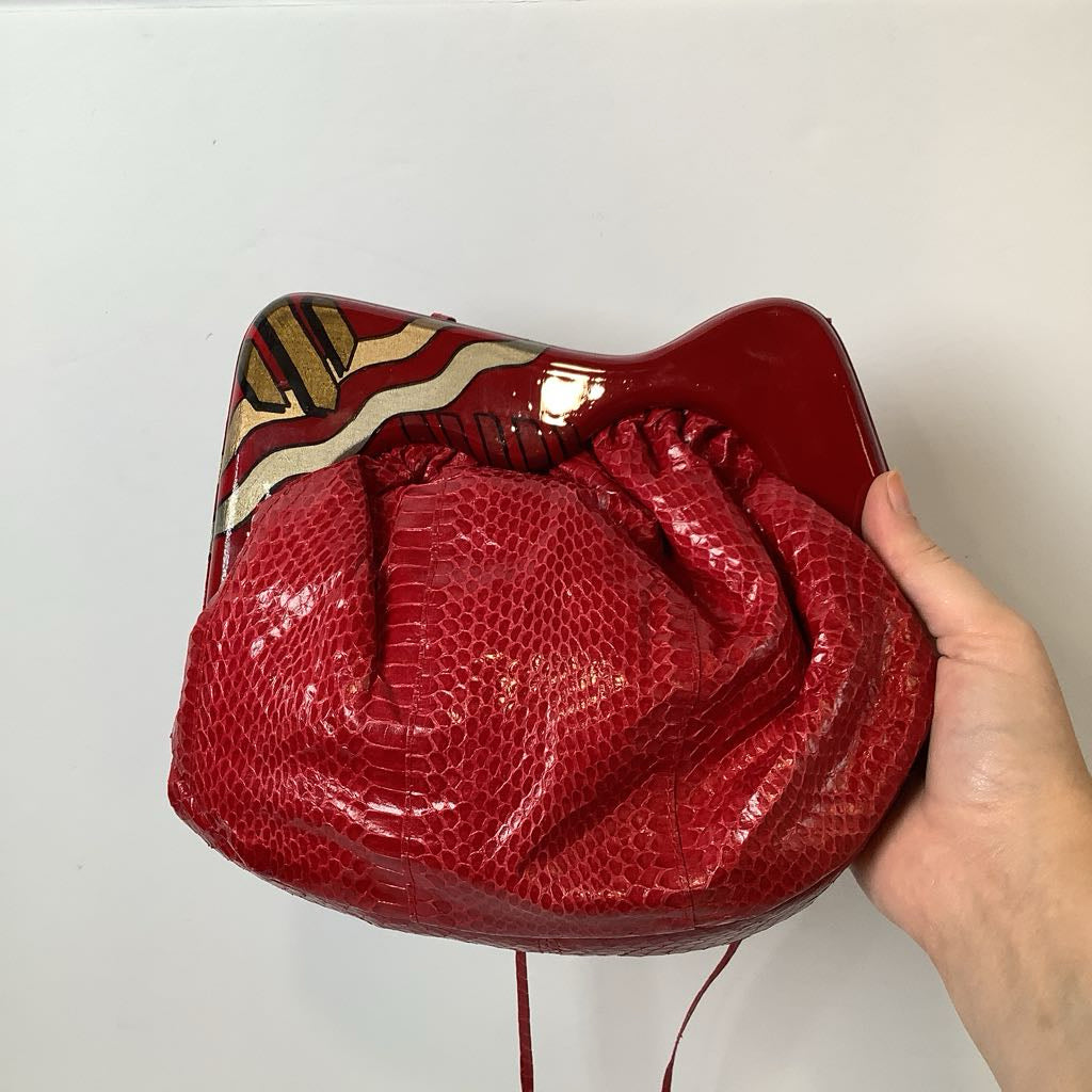 1970/80s Red Snakeskin Crossbody Purse