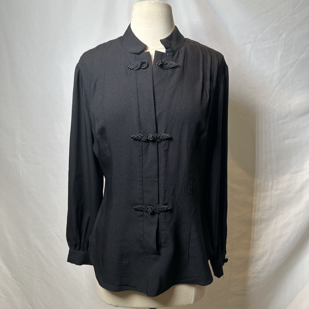 Vintage 1970s Asian Style Jacket w/ Mandarin Collar & Frog Closures