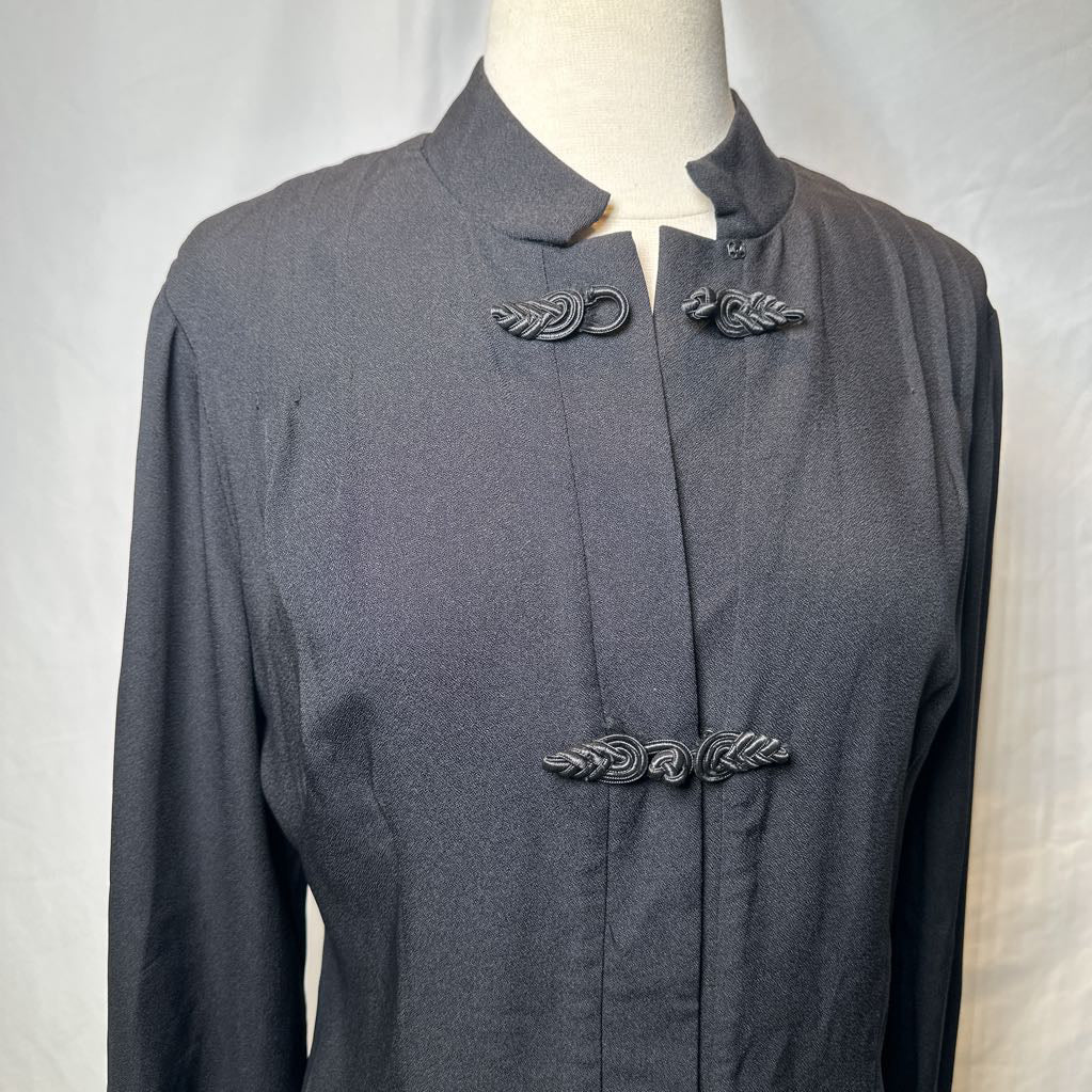 Vintage 1970s Asian Style Jacket w/ Mandarin Collar & Frog Closures