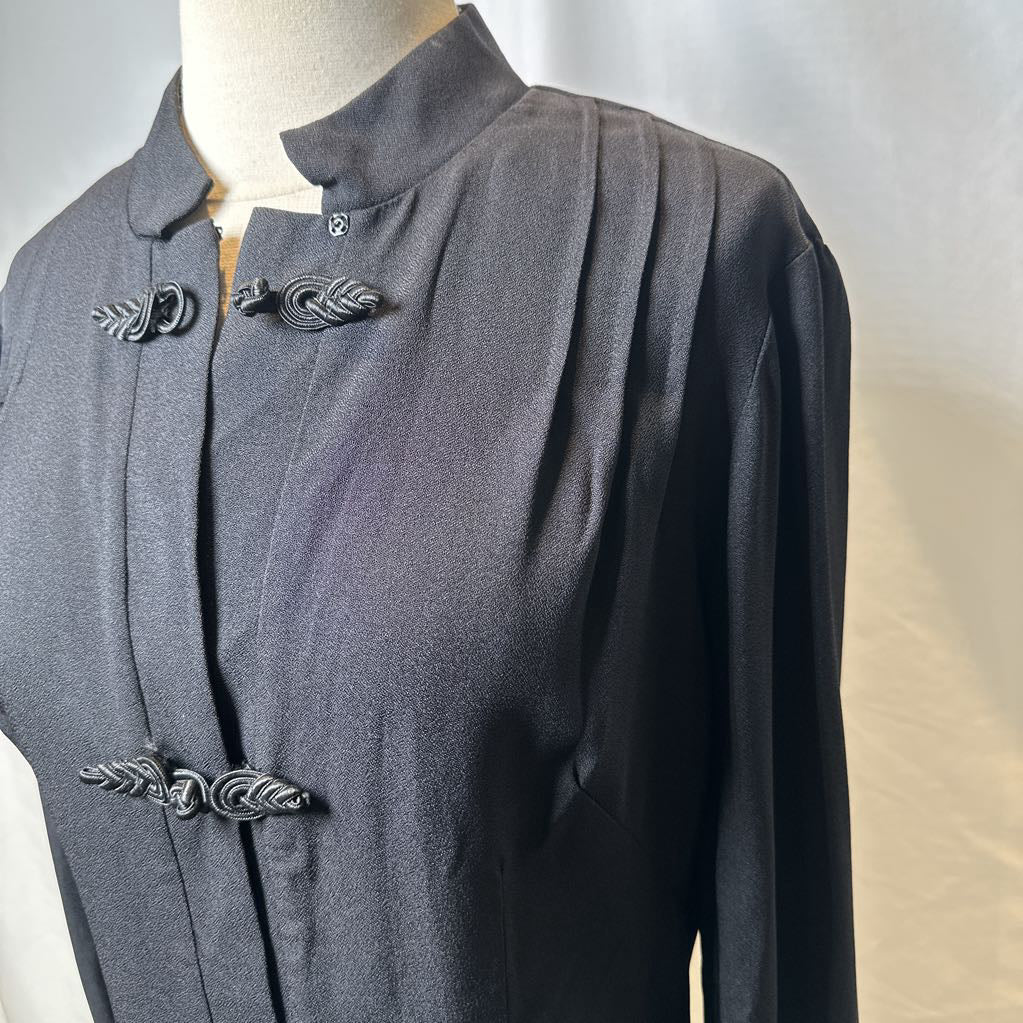 Vintage 1970s Asian Style Jacket w/ Mandarin Collar & Frog Closures