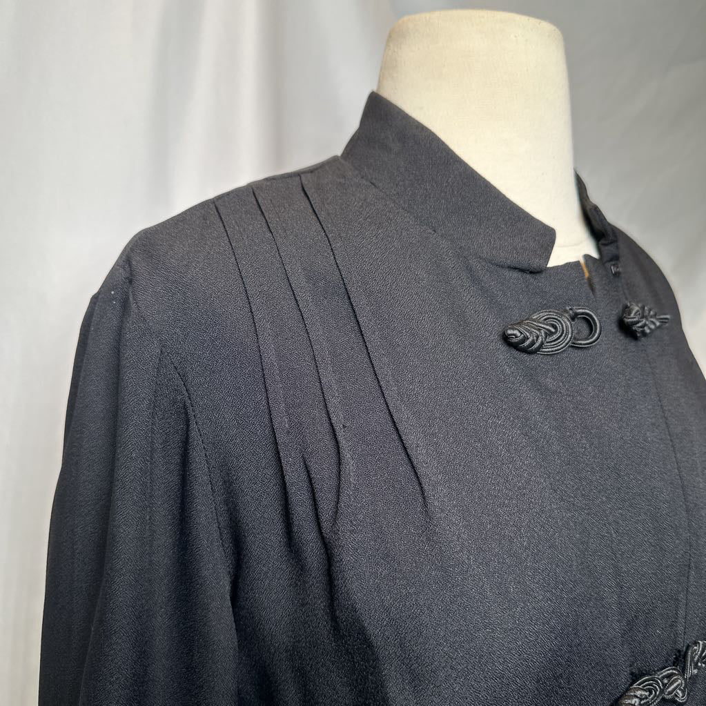 Vintage 1970s Asian Style Jacket w/ Mandarin Collar & Frog Closures