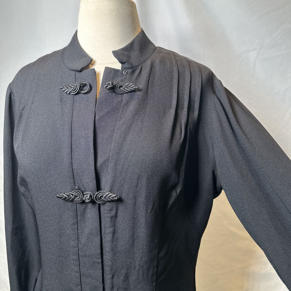 Vintage 1970s Asian Style Jacket w/ Mandarin Collar & Frog Closures