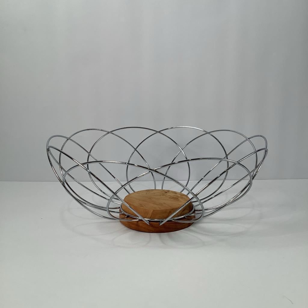 Vintage Wire and Wood Bread Basket