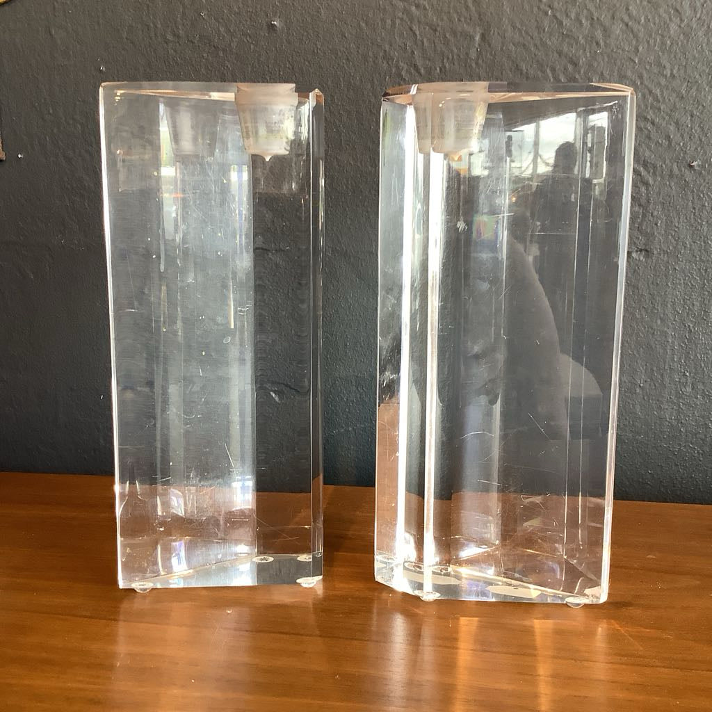 Mid Century Modern Lucite Candle Holders