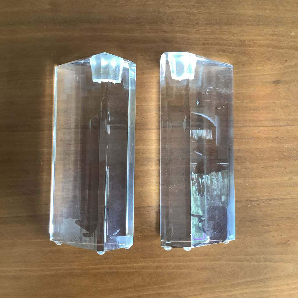 Mid Century Modern Lucite Candle Holders