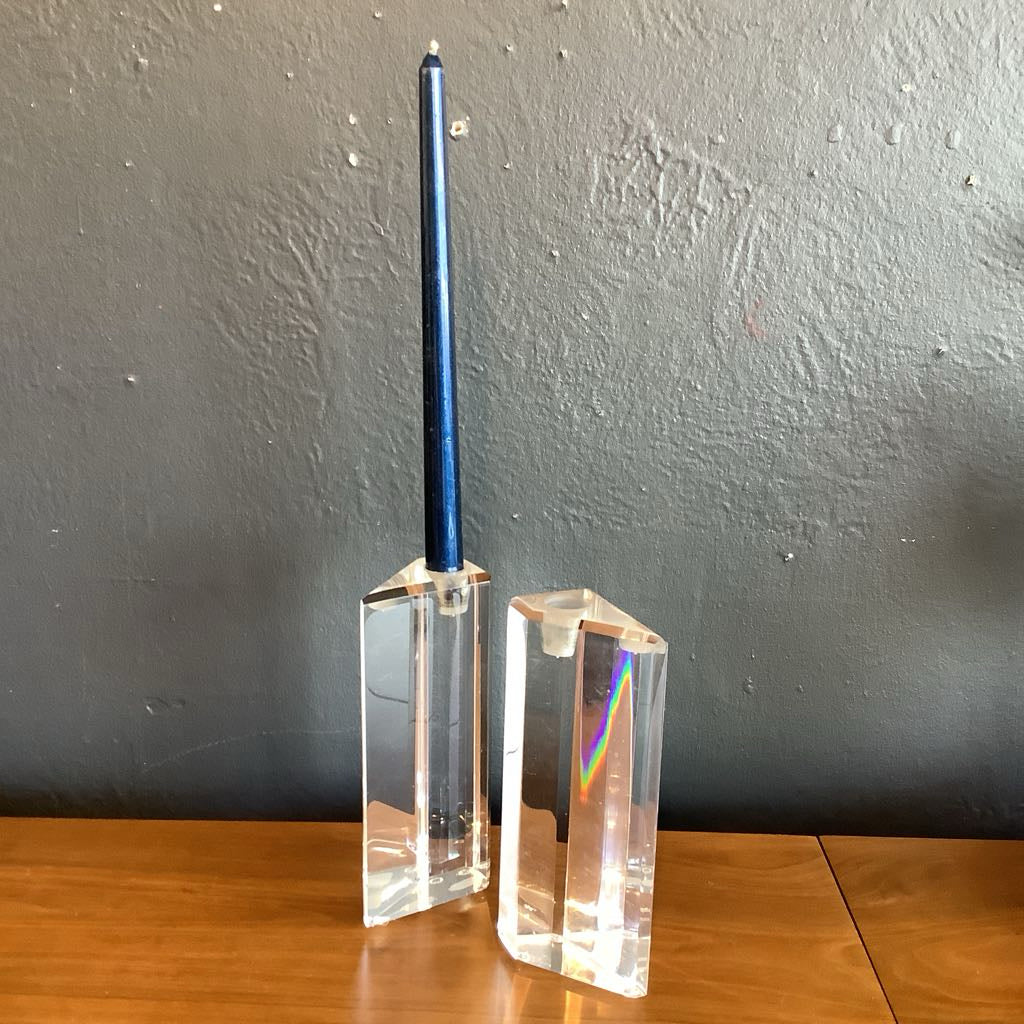 Mid Century Modern Lucite Candle Holders