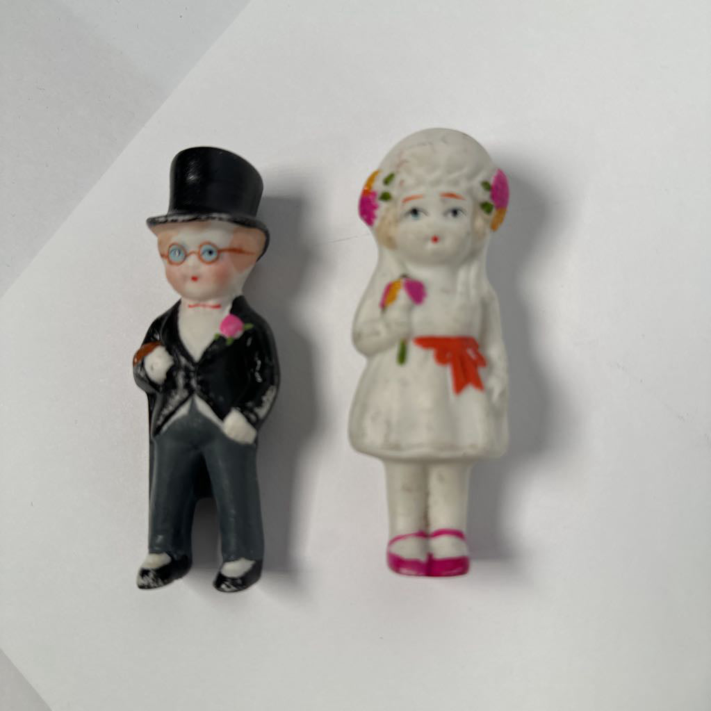 1920s Bisque Doll Bride & Groom Cake Toppers