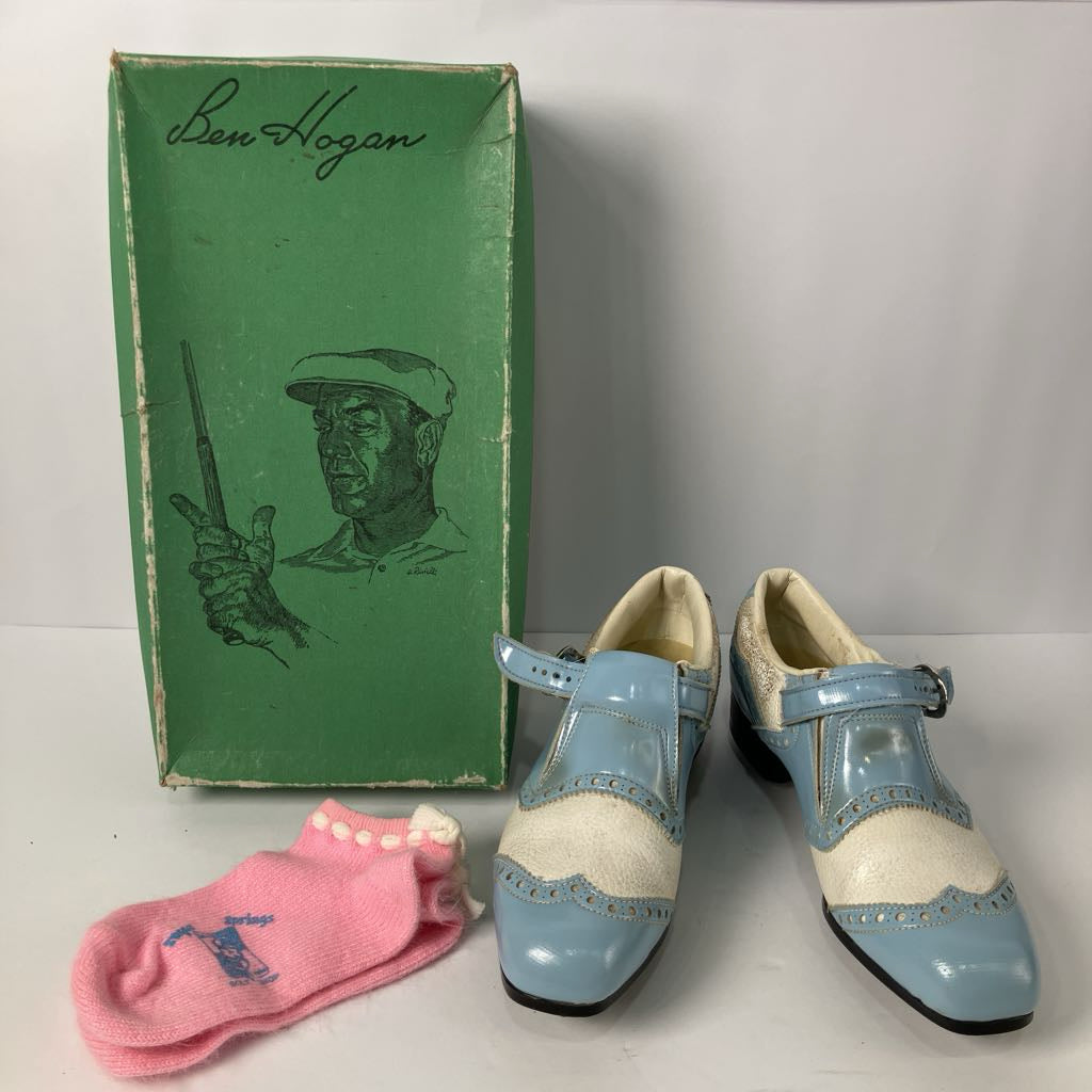Vintage Ben Hogan Golf Shoes with Socks and Display Box