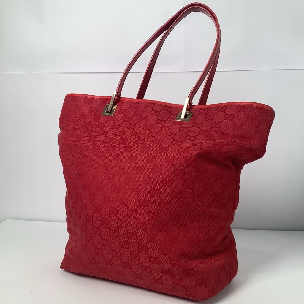 Authentic Vintage Red Gucci Logo Tote