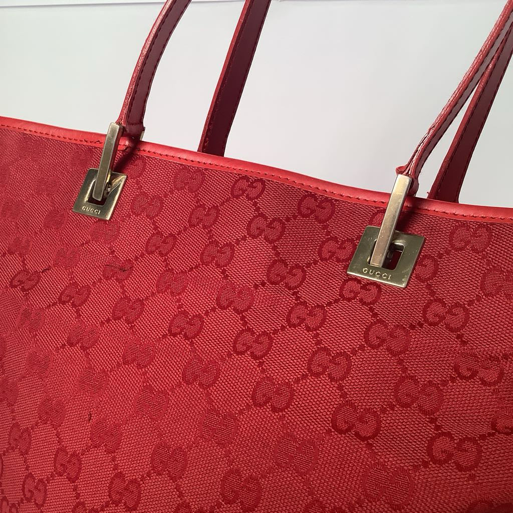 Authentic Vintage Red Gucci Logo Tote