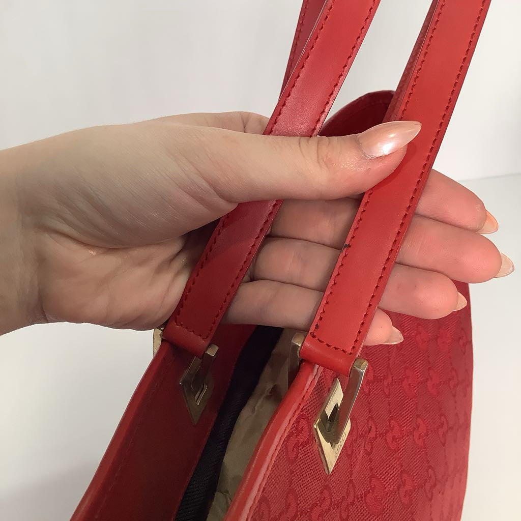 Authentic Vintage Red Gucci Logo Tote