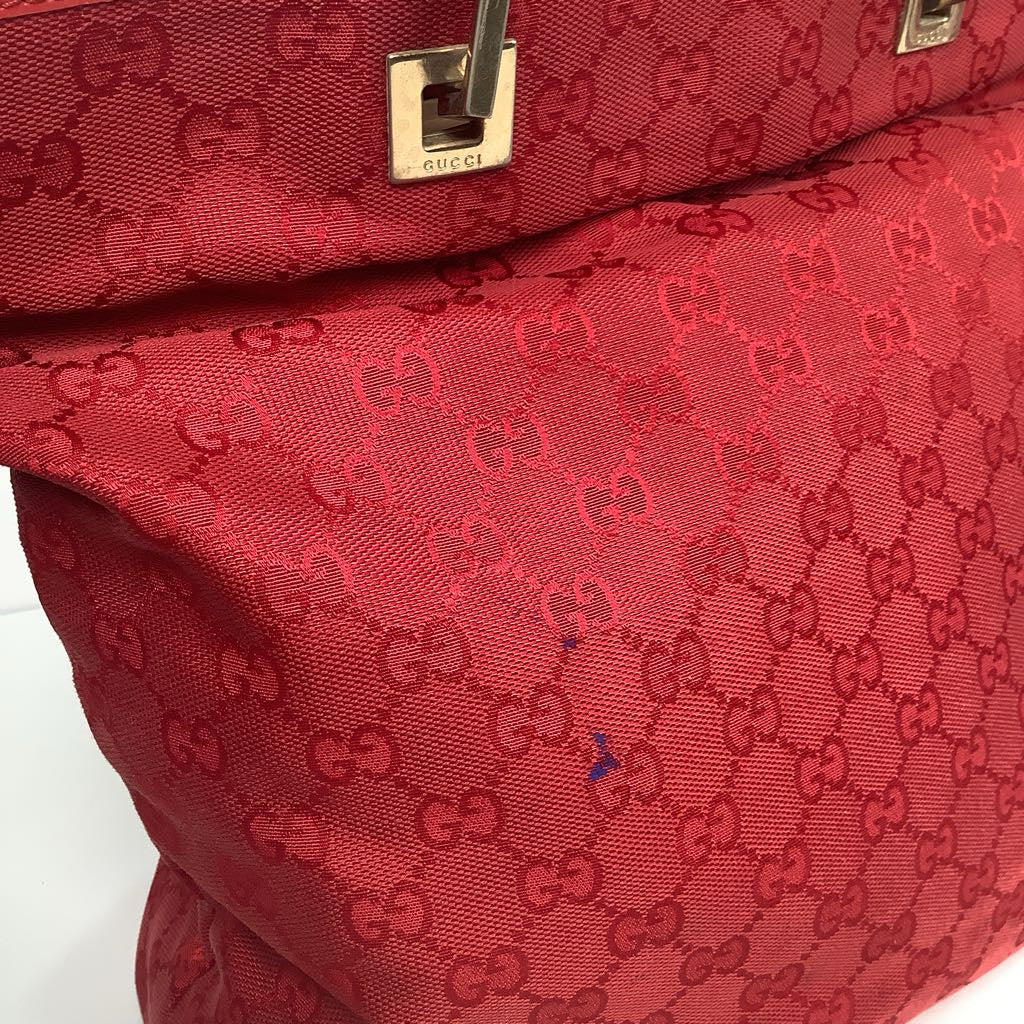Authentic Vintage Red Gucci Logo Tote