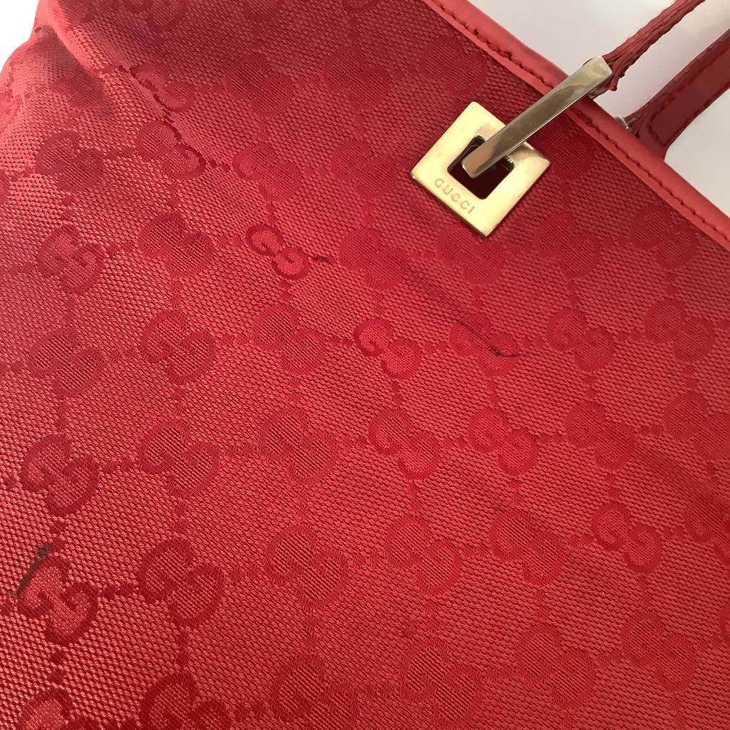 Authentic Vintage Red Gucci Logo Tote