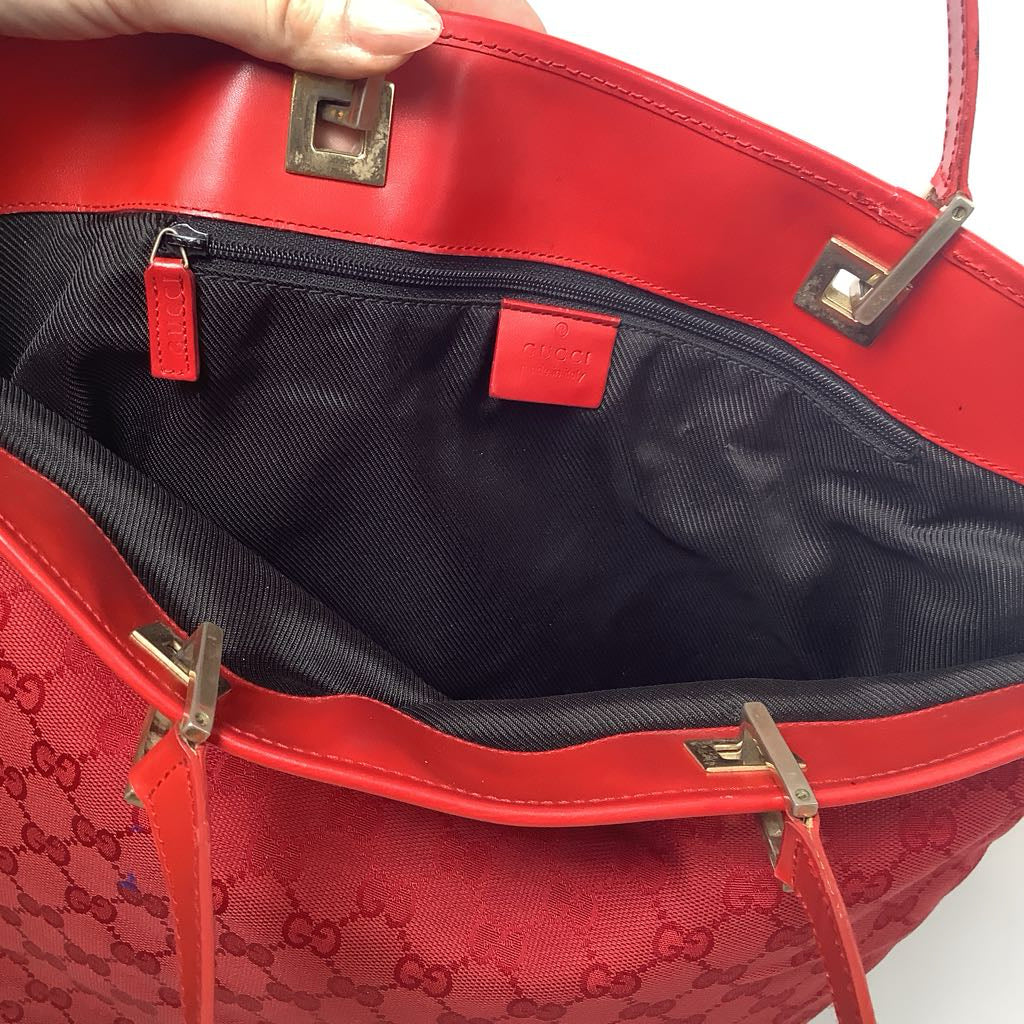 Authentic Vintage Red Gucci Logo Tote