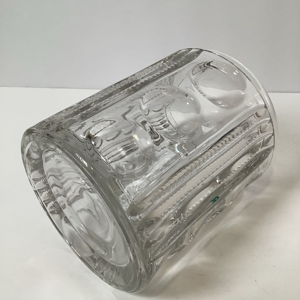 Early 1990s EAPG Glass Tobacco Jar Humidor Bullseye Zipper Cherub Metal Lid