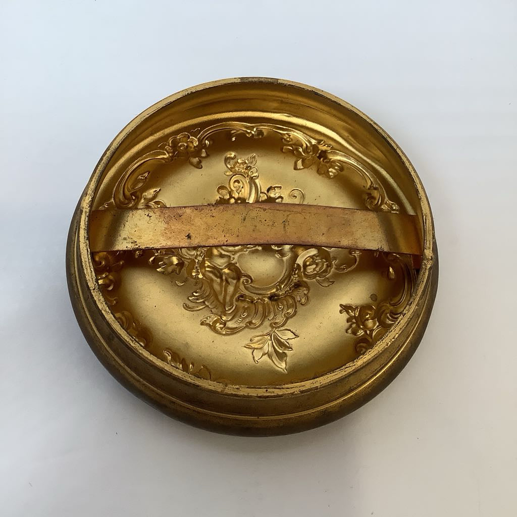 Early 1990s EAPG Glass Tobacco Jar Humidor Bullseye Zipper Cherub Metal Lid