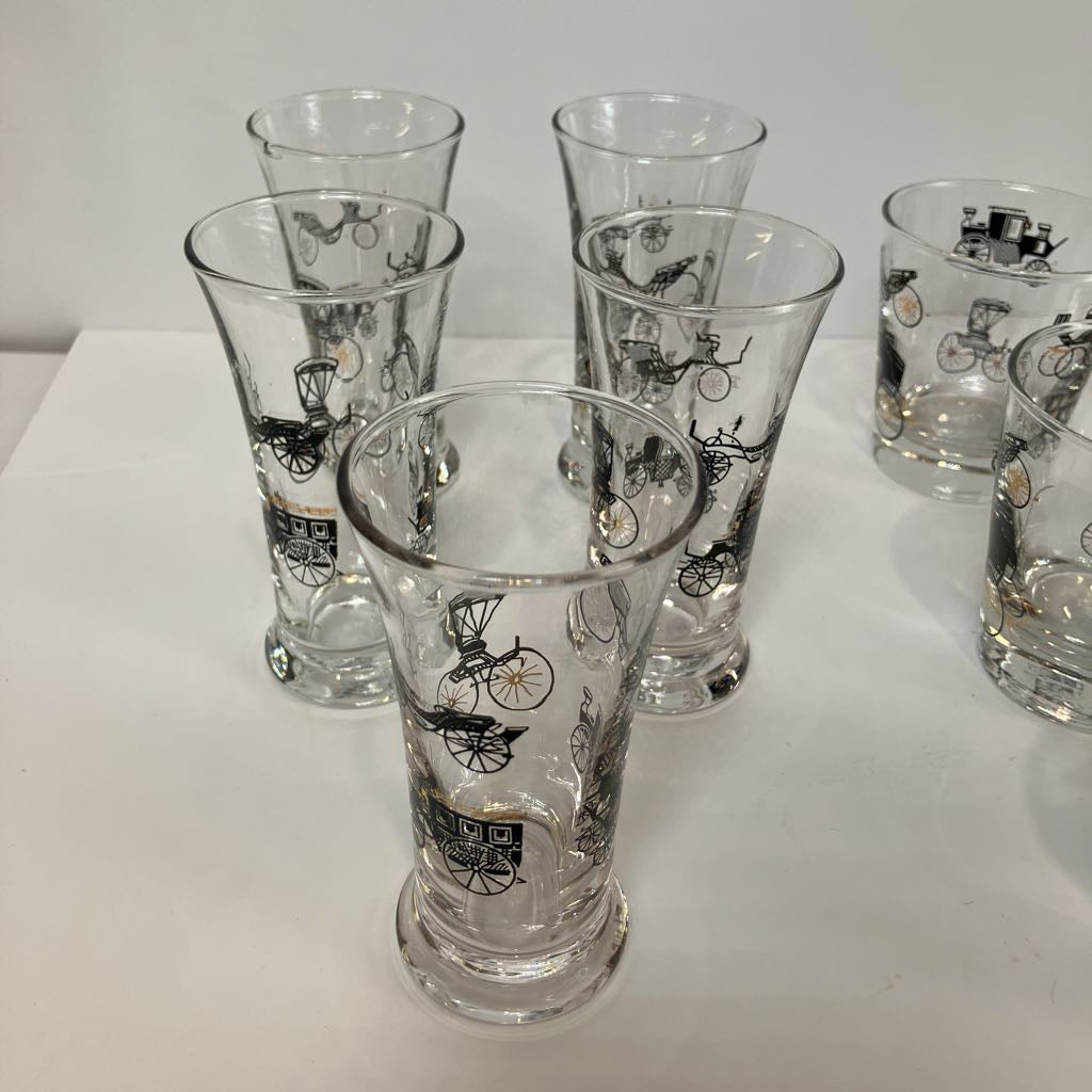 Vintage Libbey Carriage Barware Set of 14