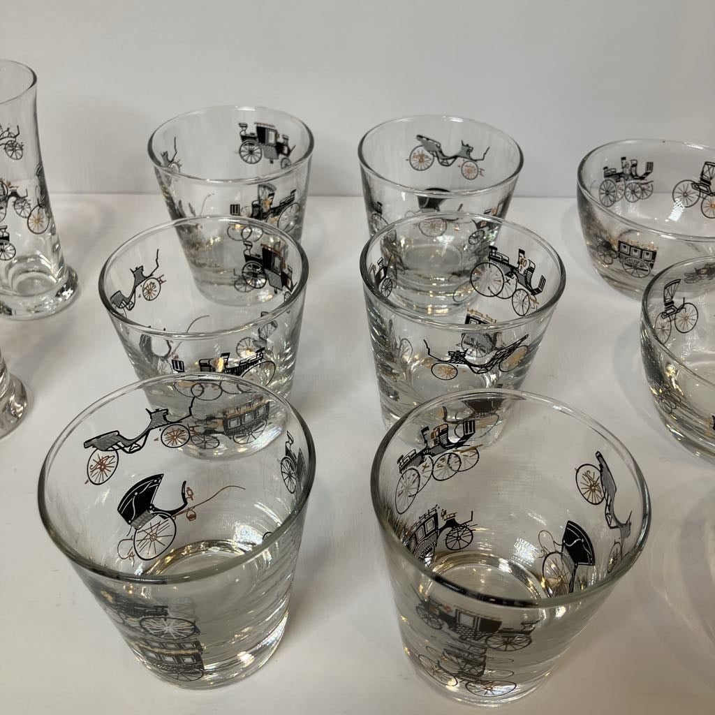 Vintage Libbey Carriage Barware Set of 14