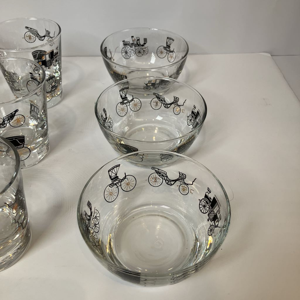 Vintage Libbey Carriage Barware Set of 14