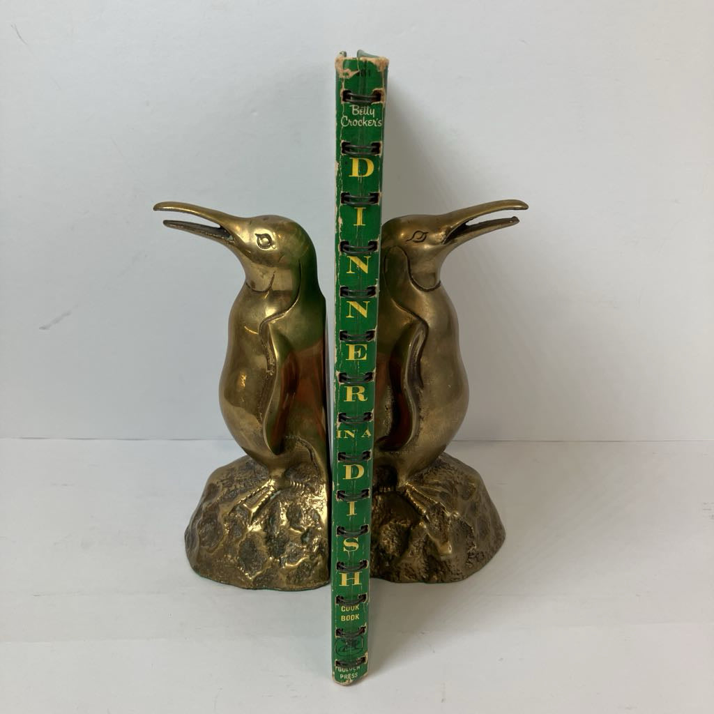 Vintage Brass Penguin Bookends