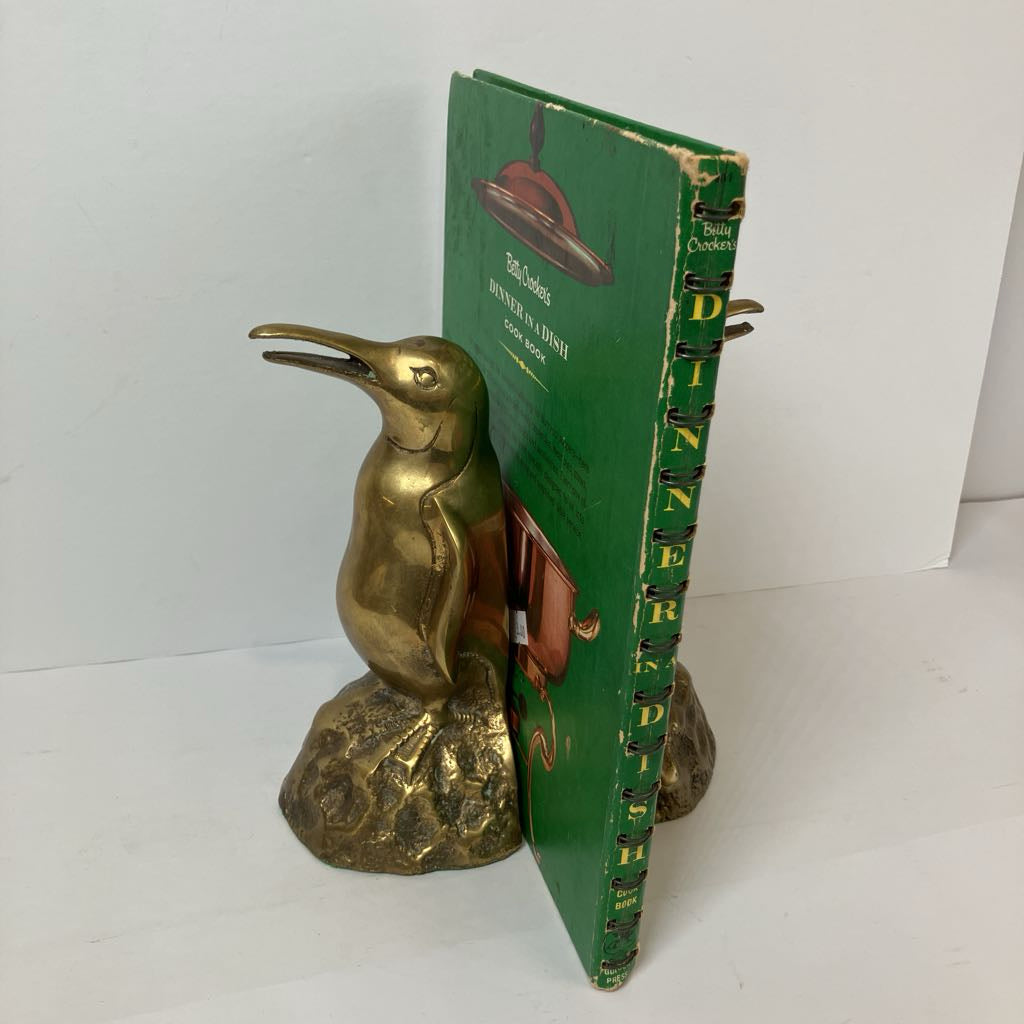 Vintage Brass Penguin Bookends