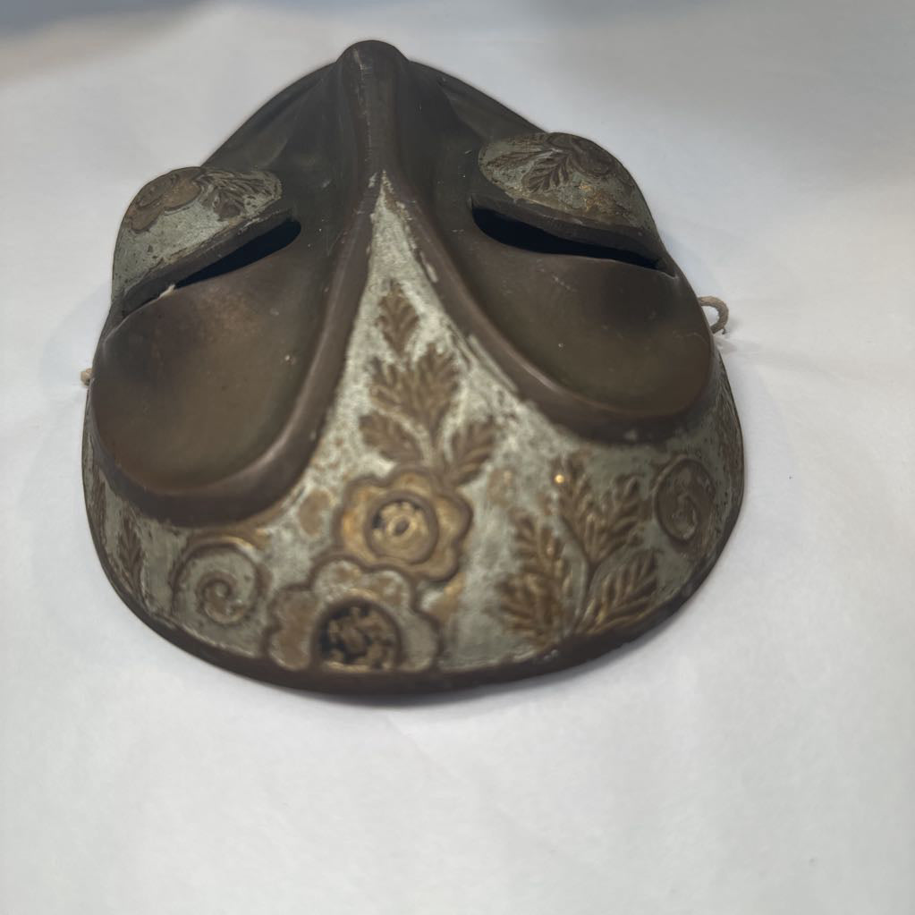 Vintage Brass Mask w/ Engraved Floral Detail