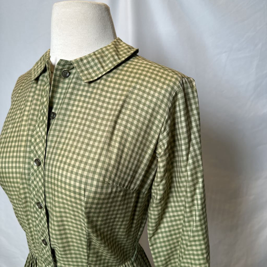 60s Green Gingham Fit and Flare