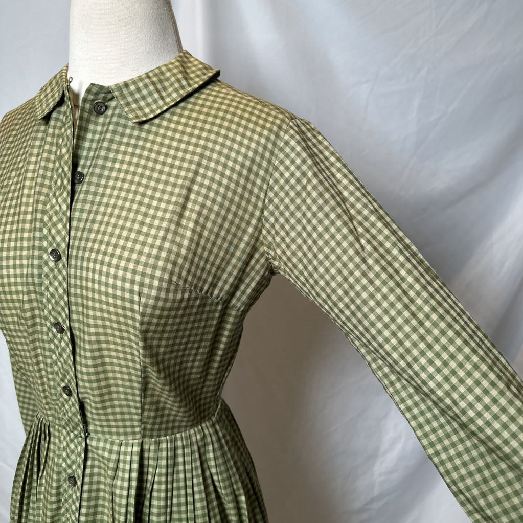 60s Green Gingham Fit and Flare