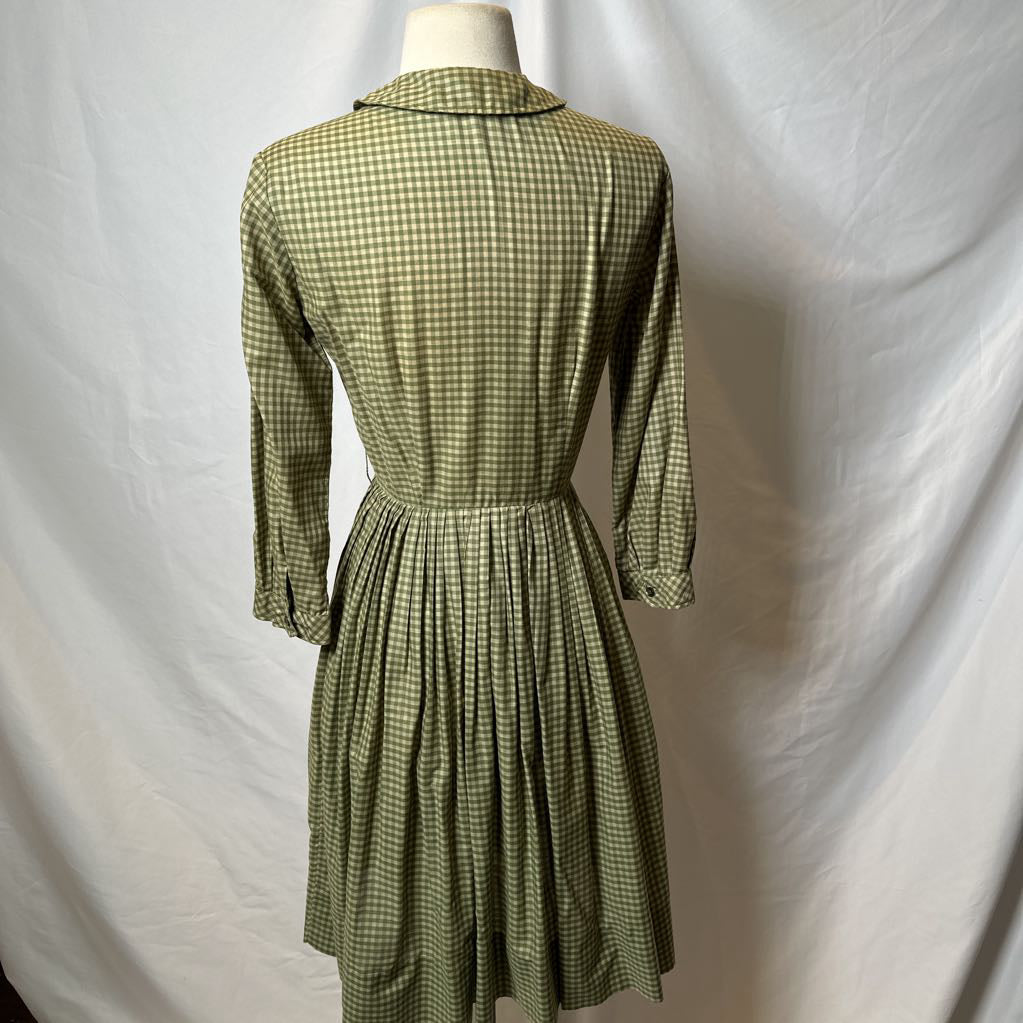 60s Green Gingham Fit and Flare