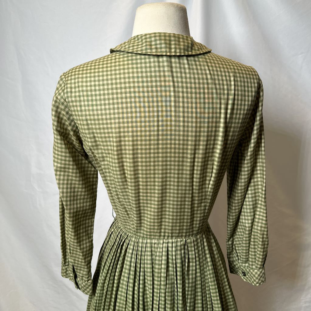 60s Green Gingham Fit and Flare