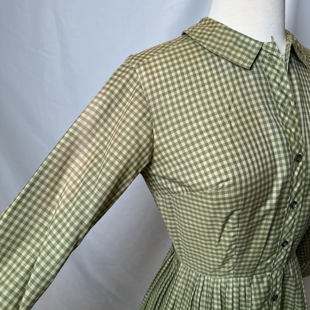 60s Green Gingham Fit and Flare