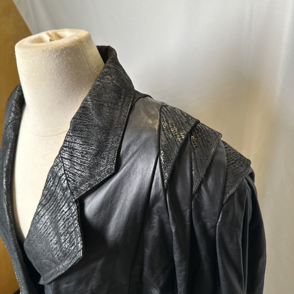 Retro Leather 1980s Embossed Suede Batwing Crop Jacket