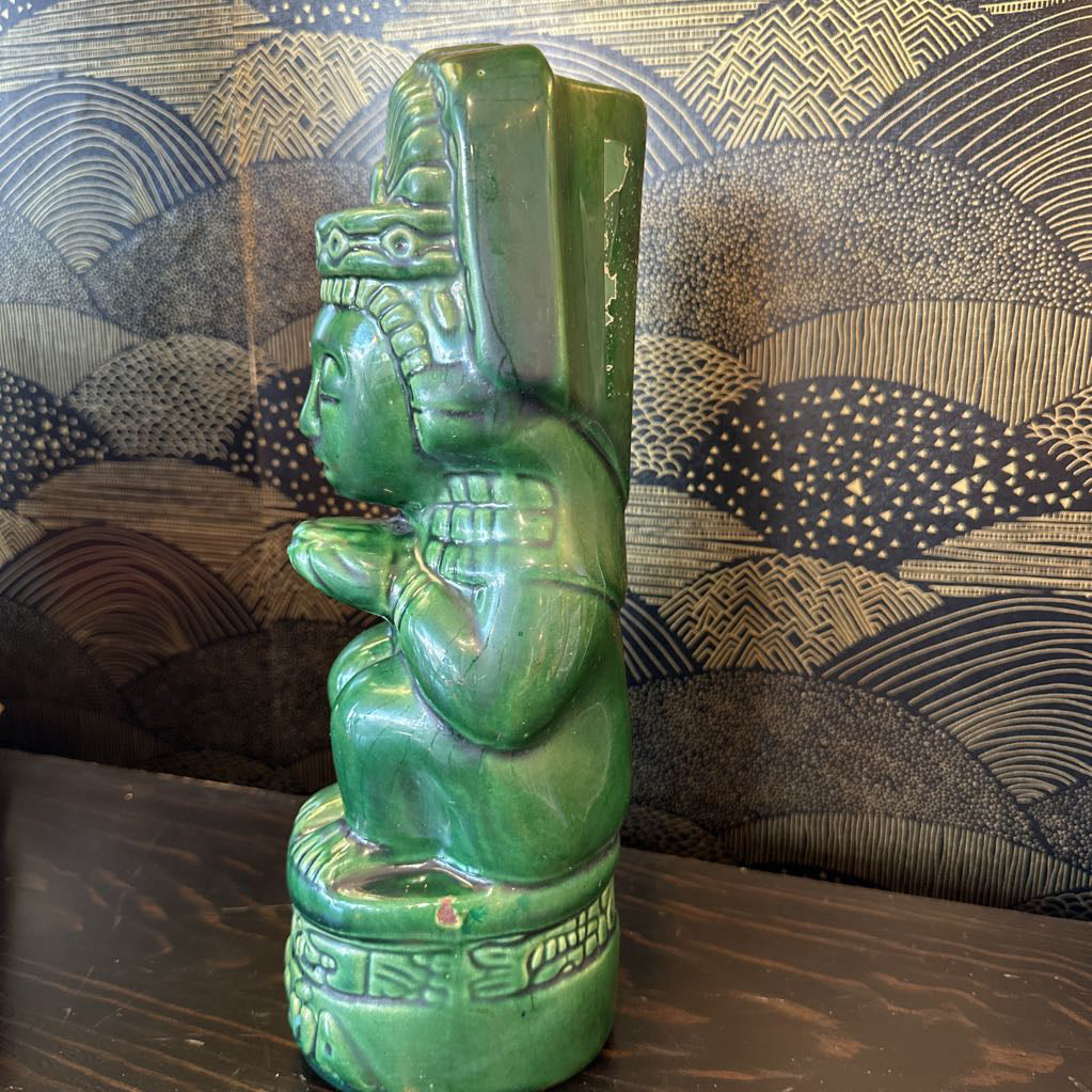 1970s Glazed Ceramic Kahlua Tiki Decanter